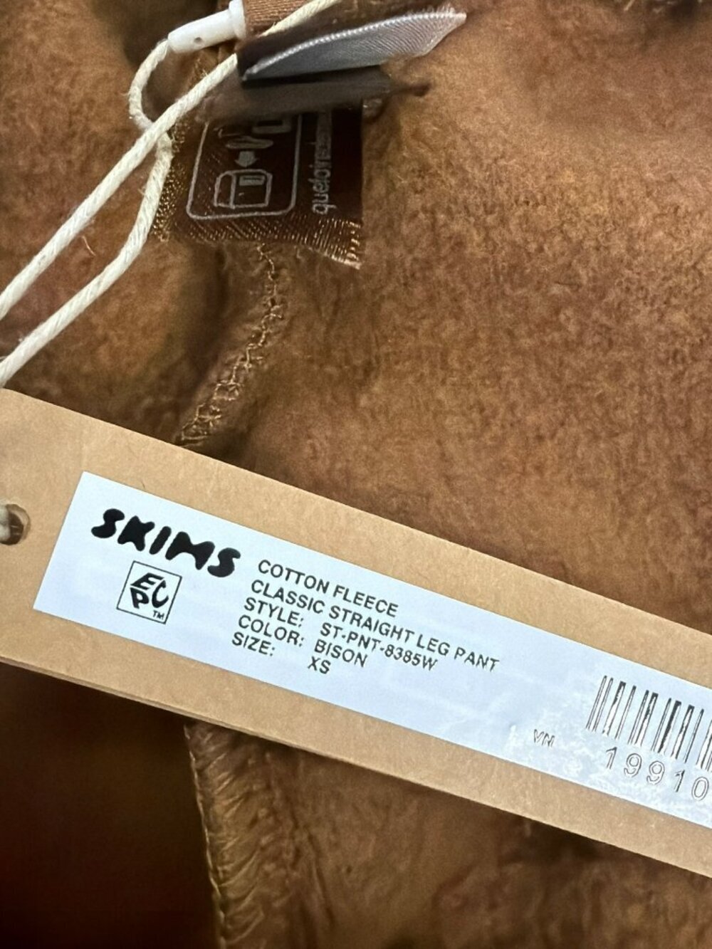 New Skims Cotton Fleece Pull On Jogger Pants Bison Brown XS New - Picture 6 of 6